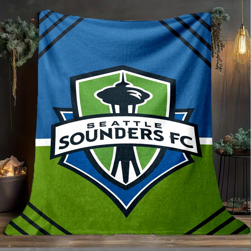 1PC Seattle Sounders FC Printed Soft Flannel Blanket Throw for Adult Bedroom Living Room Sofa Camping Travel Fan Gifts Christmas Gifts