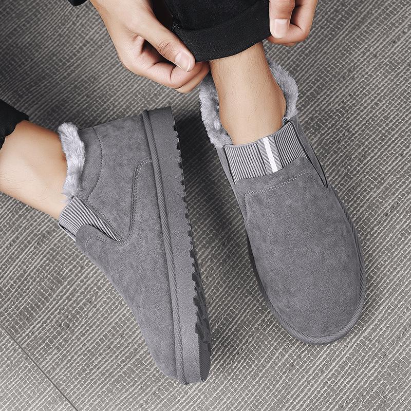 New Mens Winter Shoes Warm Fleece Non Slip Outdoor Casual Lined Booties Slip On Winter Boots Snow Shoes for Men