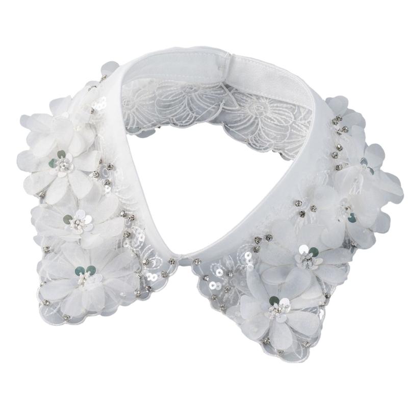 Lace Flower Detachable Collar With Beadwork Sequined Elegant Faux Collar Neck Accessory For Women Girl Daily Outfit