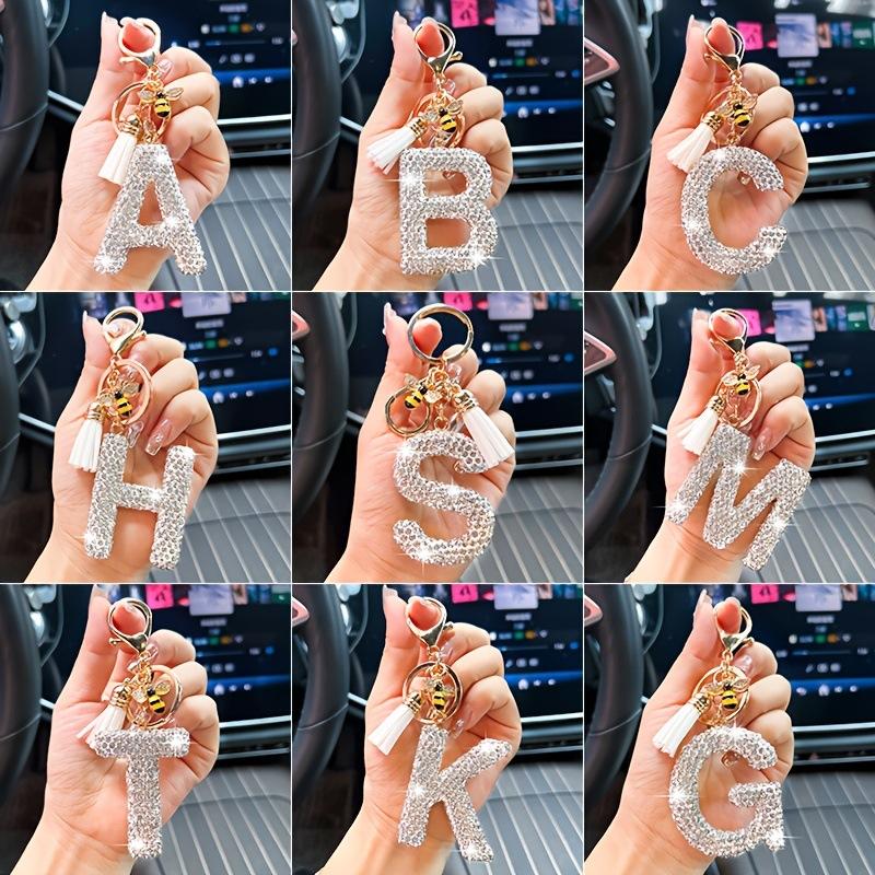 Mode 26 Bokstäver A-Ö Nyckelring Lyxig Elegant Strass Legering Nyckelring Väska Bil Hänge Smycken Tillbehör