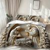 Latacaca 3pcs Nativity Scene Duvet Cover Set, Holy Family Marble Relief Artwork Design, Classic Christian Iconic Style,