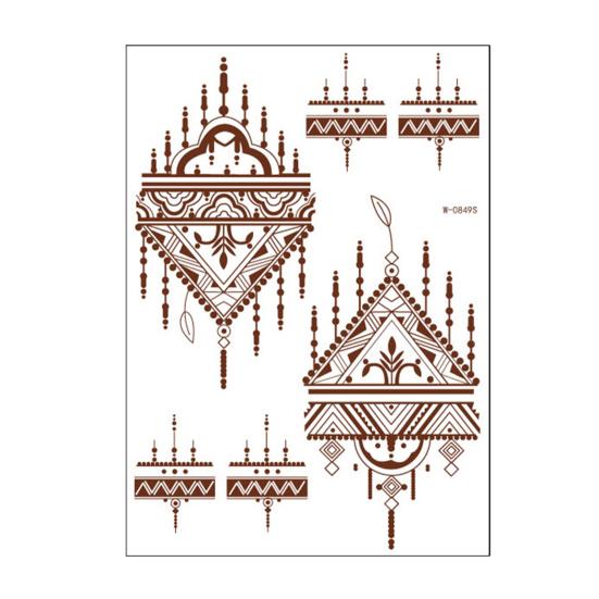 Henna Tattoo Stickers, Red Brown Waterproof Lace Temporary Tattoos, Indian Mehndi Body Art for Women Girls, Festival Makeup