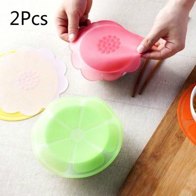 2Pcs Multifunctional Silicone Wraps Seal Cover Stretch Cling Film Food Fresh Keep For Refrigerator K