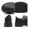 2025 New Mens Matte Derby Shoes British Workwear Zipper-Trimmed Casual Shoes Big Round-Toe Black Leather Footwear for Daily Wear