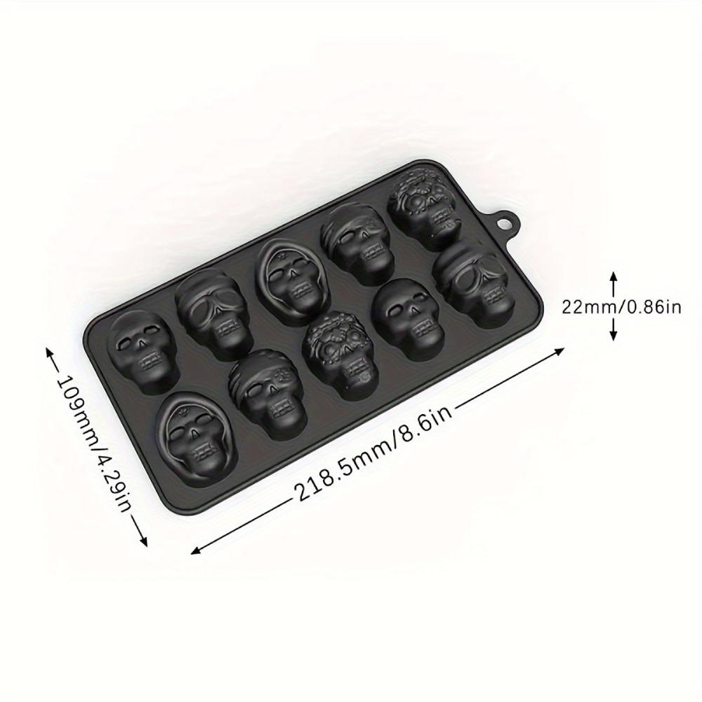 

1 Pack 10 Cavities 3D Skull Ice Cube Mold Silicone Tray Maker Halloween Party Baking DIY Tools for Whiskey Cocktail Drinks