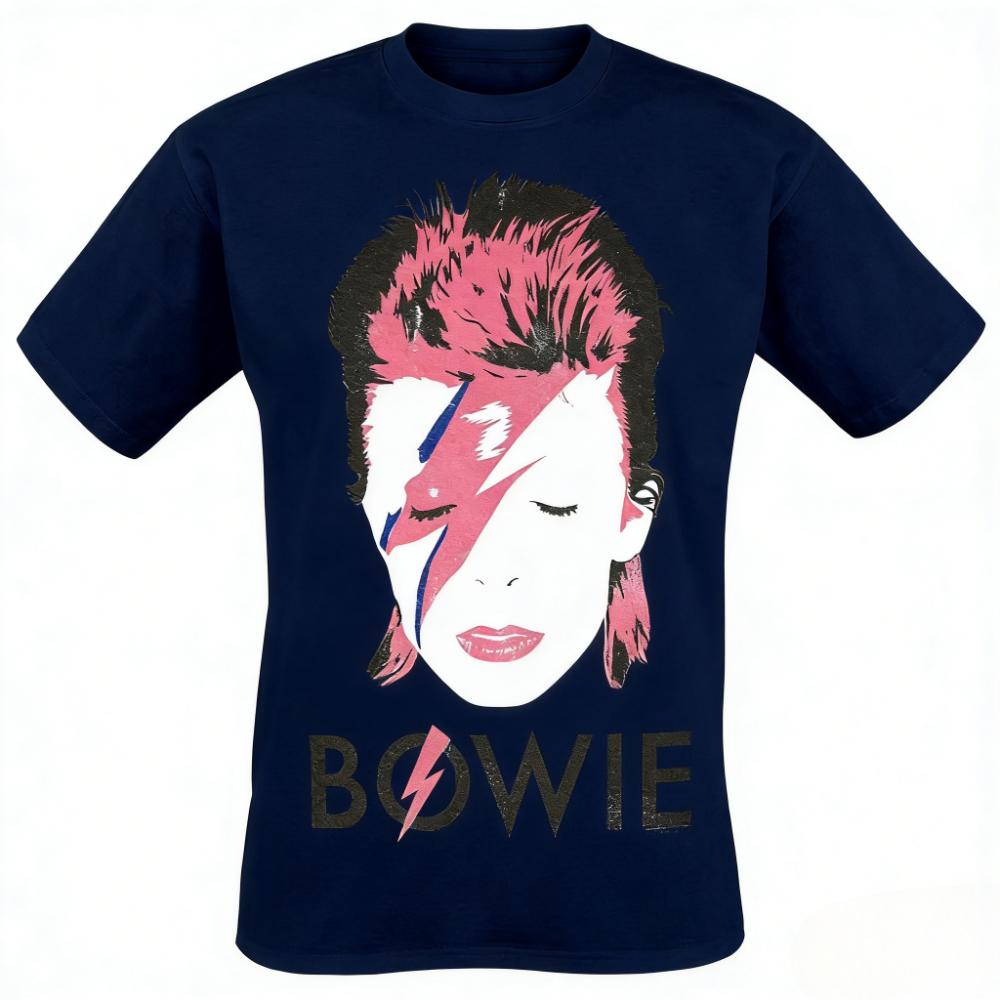 Retro Koszulka z Davidem Bowiem Aladdin Sane Piorun Klasyczny Nadruk Graficzny Kreatywna Inspiracja Prezentująca Fanów Sztuki Rockowej