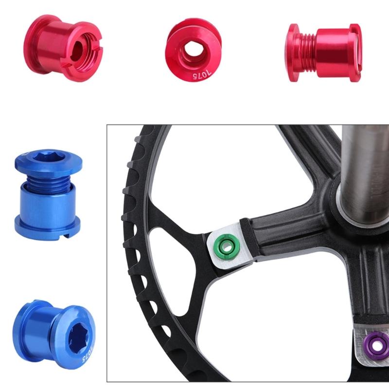 5pcs Aluminum Alloy Chainring Bolts Single Chainwheel Bolts Nut Single Speed Chainwheel Screws for Road, Mountain Bike