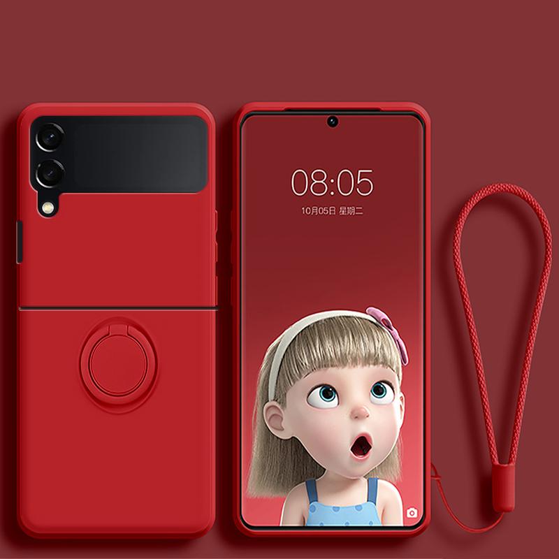 Hot Sales Skin Feel Liquid Silicone Flip Case for Samsung Galaxy Z Flip 7 FE 6 5 4 3 Anti-Drop Ring Holder Magnetic Bracket Case