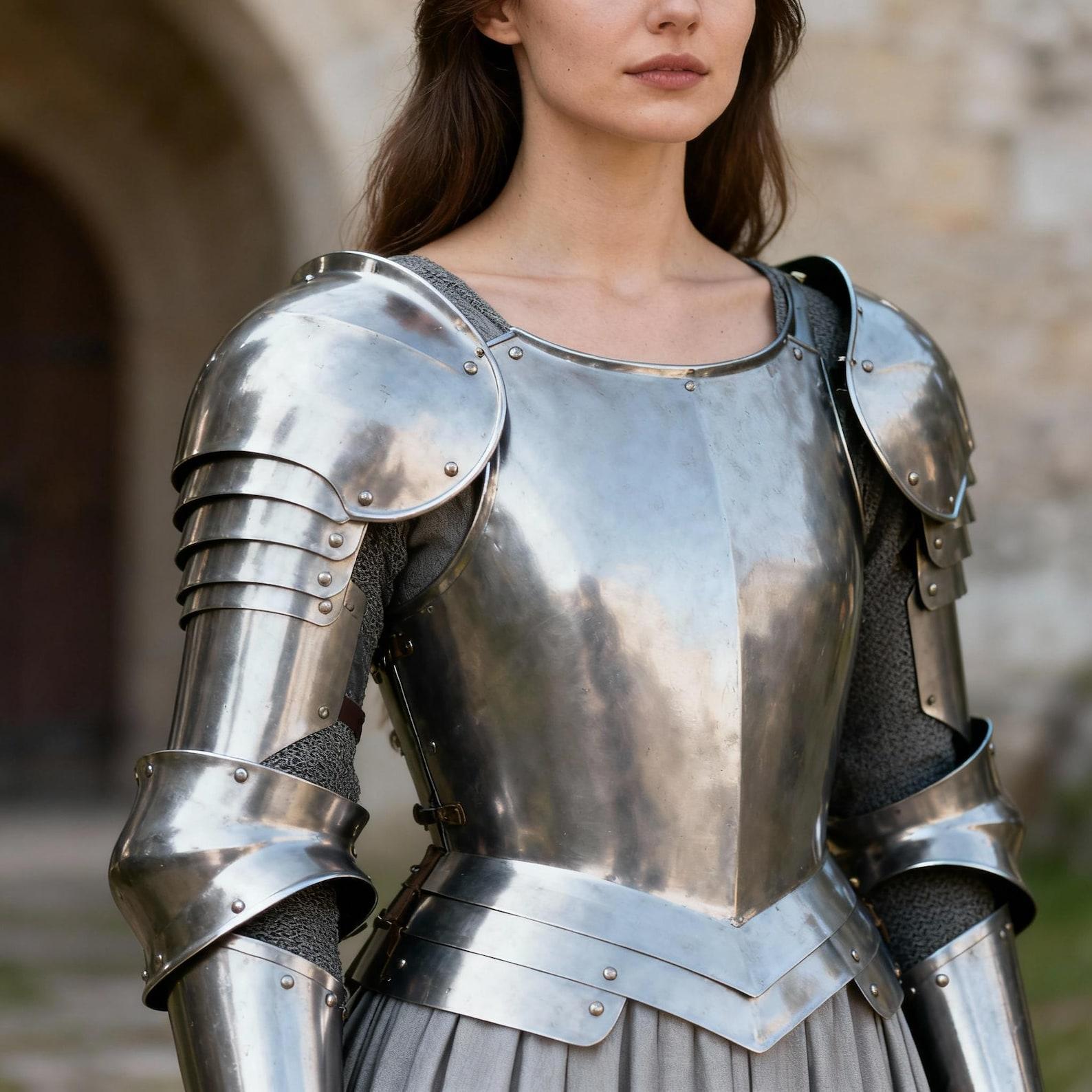 Handmade Women s Steel Armor Dress Medieval Knight LARP Cosplay Costume
