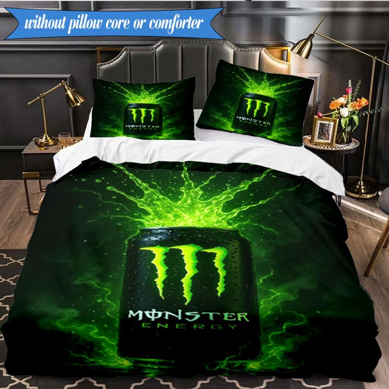 Set Biancheria da Letto 3 Pezzi Monster Drink, Include 1 Copripiumino e 2 Federe Perfetto per Camera da Letto, Dormitorio, Regalo di Natale per Fan