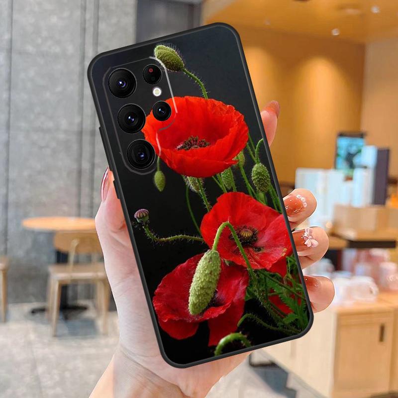 Poppy Flower Bloom Phone Case For Samsung Galaxy S25 S24 S23 S22 S21 S20 Ultra S9 S10 Plus S25 FE Back Cover