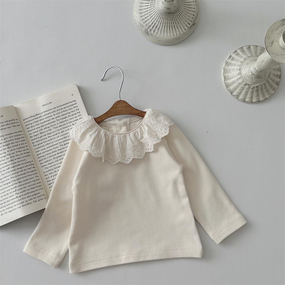 Spring & Autumn Infant Girl's Embroidered Lace Ruffle Collar Top