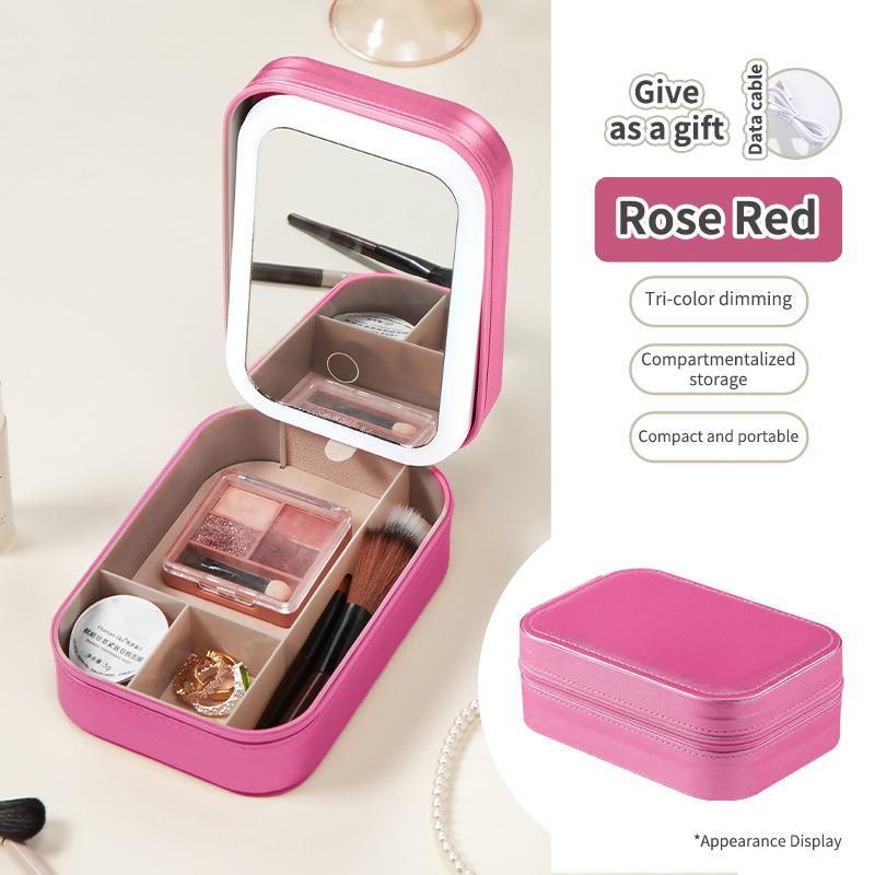 LED Make-up Aufbewahrungsbox Kosmetiktasche Mit Spiegel Für Frauen Tragbar Touch Licht Aufbewahrungs-Organizer Kabellose Make-up Box