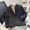 Women's Quilted Down Jacket Lightweight Long Sleeve Puffer Coat Button Down Winter Outerwear with Pockets