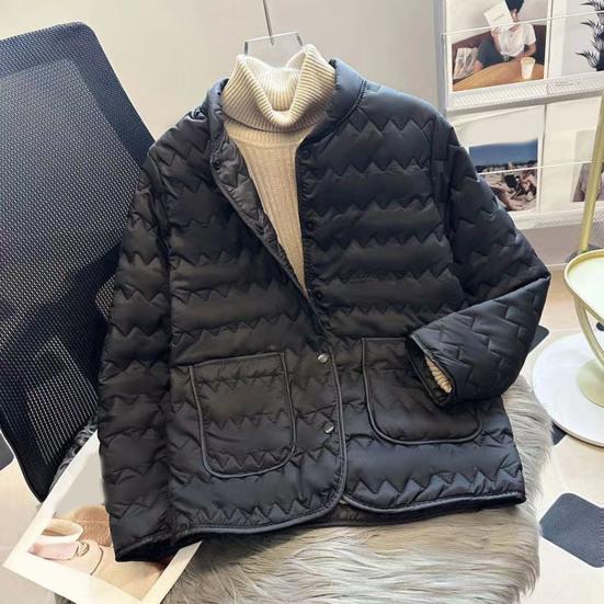 Women's Quilted Down Jacket Lightweight Long Sleeve Puffer Coat Button Down Winter Outerwear with Pockets