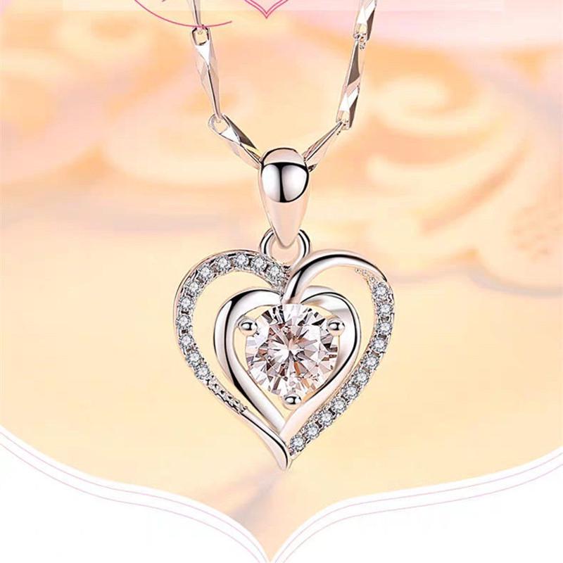 Pt950 White Gold Heart Pendant Necklace - Perfect Qixi Valentine's Day Gift for Her