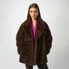 Leopardmønstret Faux Fur Frakke Dame Oversized Dobbeltknappet Blazer Krave Mellemlang Varm Vinter Ydertøj