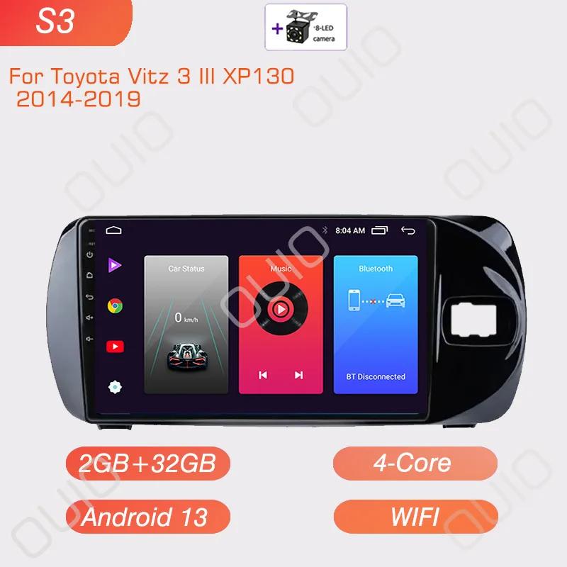 4G Android 13 Radio For Toyota Vitz 3 XP130 2014 2015 2016 2017-2019 Car Stereo Multimedia Player Carplay Auto GPS 2DIN NO DVD