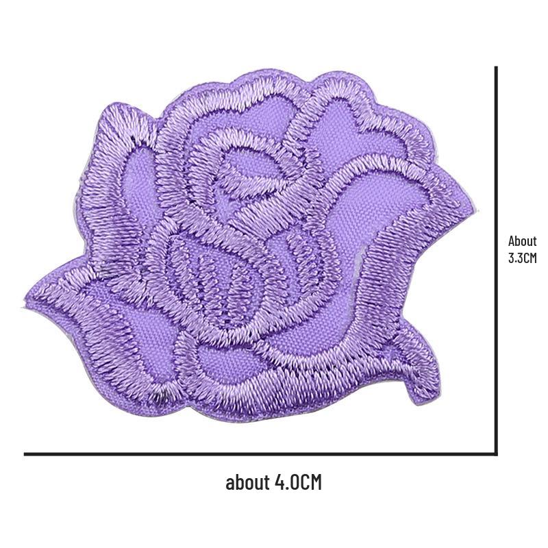 Self-Adhesive Small Embroidered Rose Patch - Fabric Jacket Label & Journal Decoration