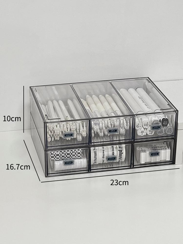 Desktop Storage Box Organizer Drawer-type Transparent Dormitory Study Table Stationery Storage Box Acrylic Desk Pen Book Rack