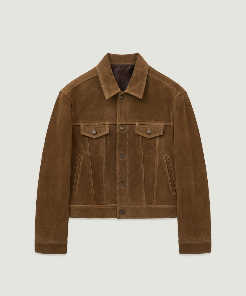 Lmood Werk Cow Suede Trucker Jacket Camel Brown