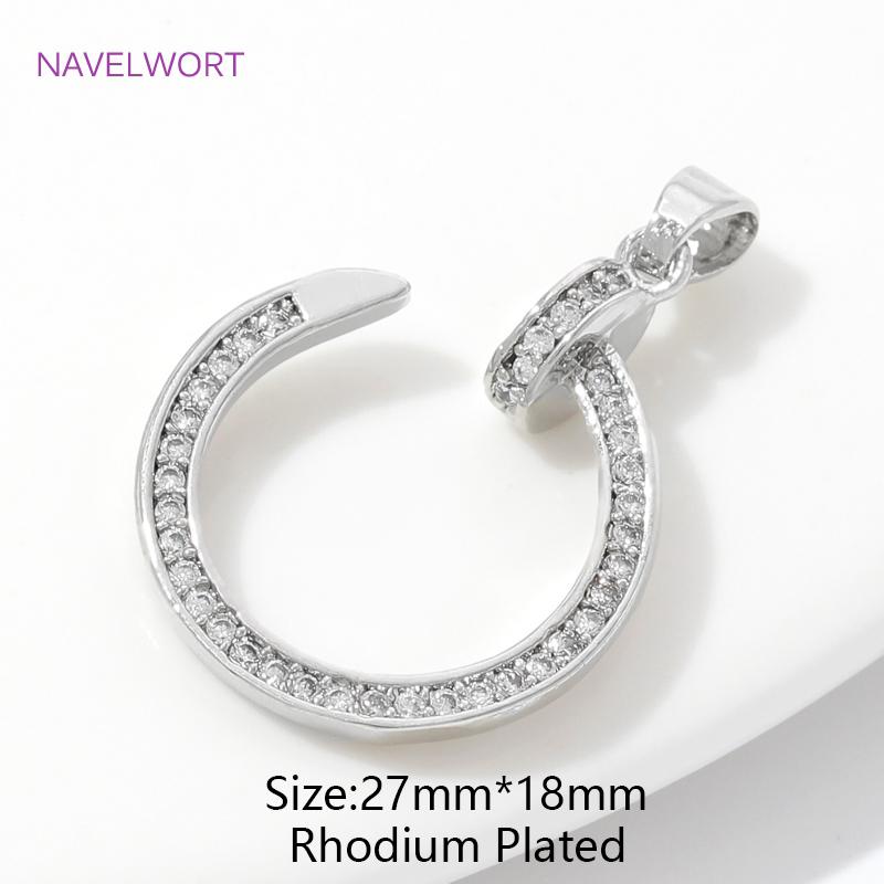 18K Gold Plated Brass Moon/Double C Pendants For Jewelry Making,Inlaid Zircon Pendants Charms DIY Necklace Making Accessories 1 piece
