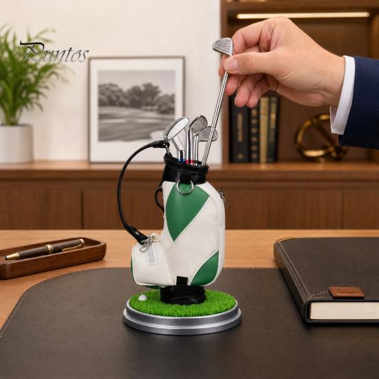 Boss Desk Organizer Golf Pen Holder Set, Mini Bag with 3 Putter Club Pens, Novelty Office Decor for Men, Business Gift Themed