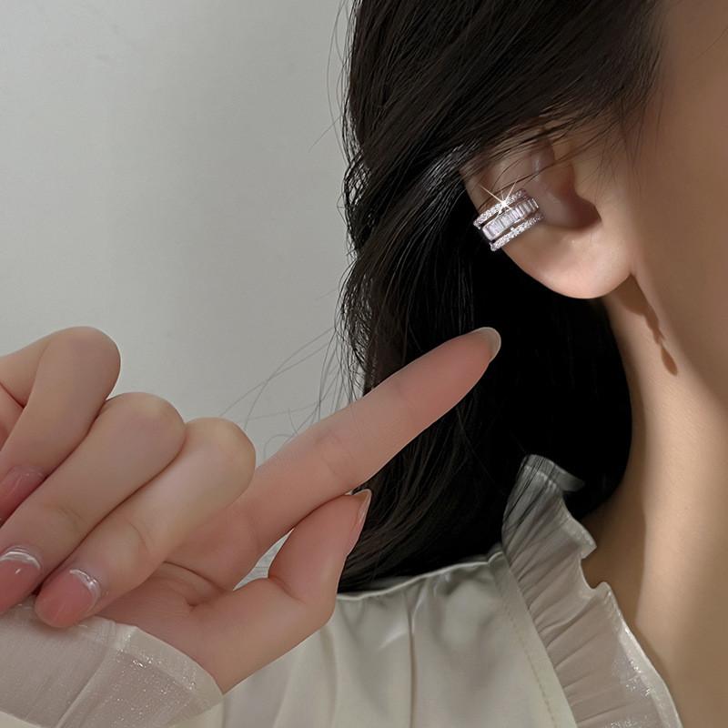 Ear Layer Three Clips Without Ear Holes Square Diamond C Shaped Gift Earrings