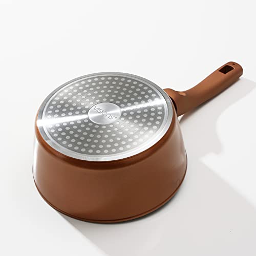 PEARL METAL VISIONS 18cm Saucepan with Glass Lid, Induction Compatible, Gold Coating, CP-8808