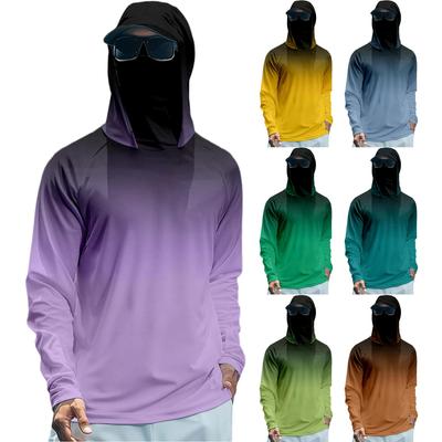Heren Sneldrogend T-shirt met Lange Mouwen en Capuchon voor Vissen, Hardlopen en Fitness