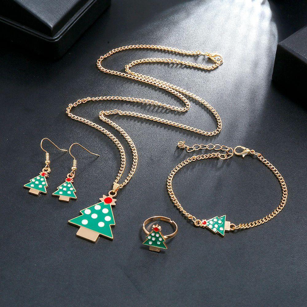 Christmas Accessories Set, Dripping Christmas Tree 4-Piece Set, Ornaments