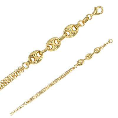 [R4973] - Handcrafted Silver Bracelet 'Coffee Bean' Gold - 12x9 Mm