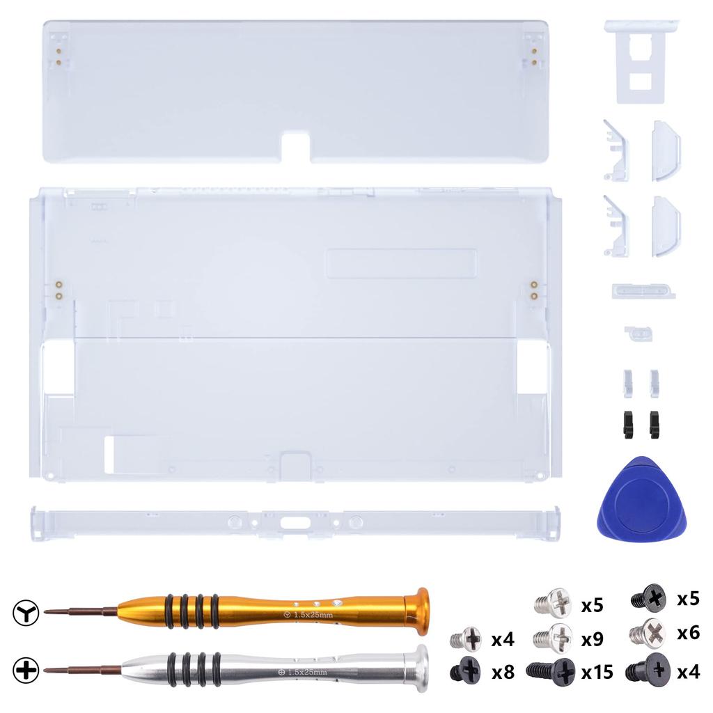 Carcasă de schimb DIY pentru console eXtremeRate Switch compatibilă cu placa spate OLED, cu suport și consolă Glacier neinclusă -