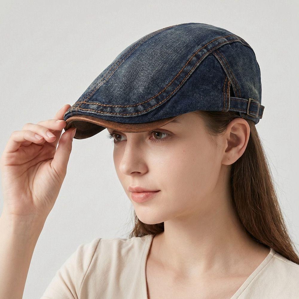 British Style Painter Beret Cotton Peaked Cap Casual Flat Cap Men