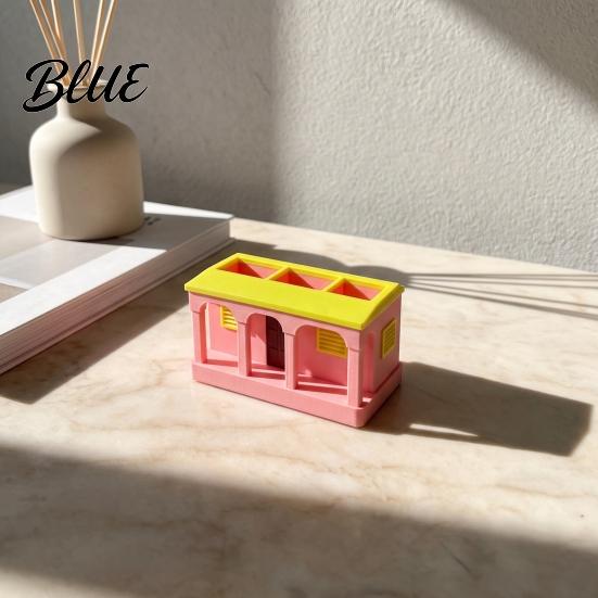 Study Room Organizer 3D Printed Colorful Cabin Pen Holder Decorative Desktop Organizer Retro Architectural Pencil Storage Unique Desk Supplies