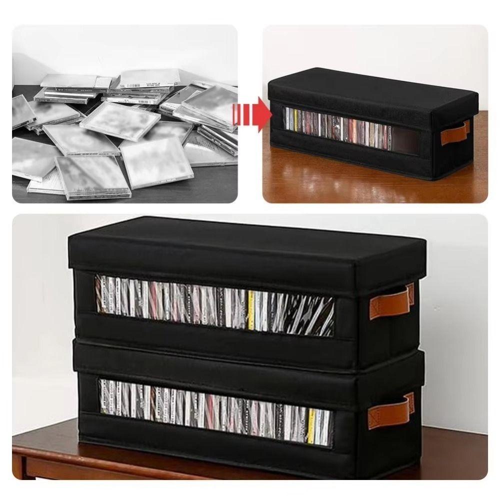 Large Capacity DVD Storage Box Non-woven Fabric CD Box Visible Window CD Storage Box Media Storage