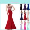 Elegante Abito da Sera Formale da Donna per Matrimonio, Damigella d'Onore, Festa, Ballo, Prom, Lungo Abito da Cocktail dal Design Intramontabile
