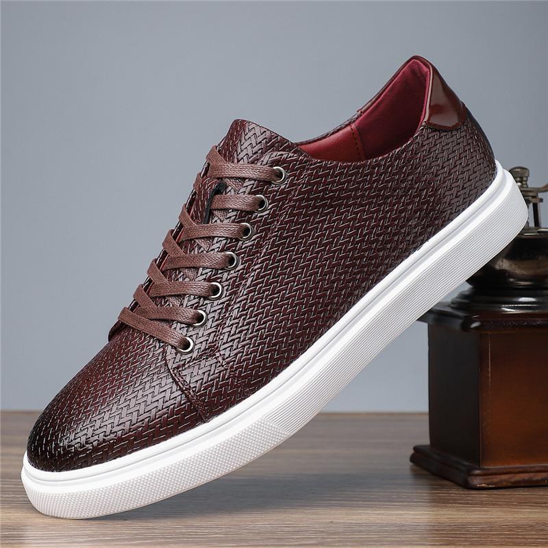 Fashion New Luxury Designer Men's Knit Pattern Lace Up Business Leisure Shoes Male Walking Dress Wedding Footwear Zapatos Hombre
