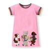 Foreign Trade Girls' Dress Summer Clothing Children's Animal Short-Sleeve T-Shirt Dress Baby Cute Pure Cotton Knitted Dress 3 Years Old