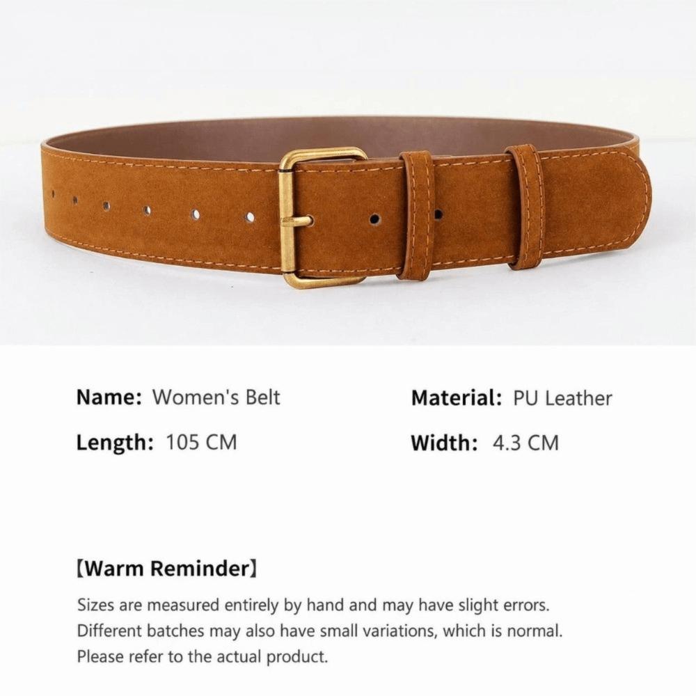 Vintage Wide Waist Belt Classic PU Leather Belt Decorative Faux Suede Belt  For Dress Jeans