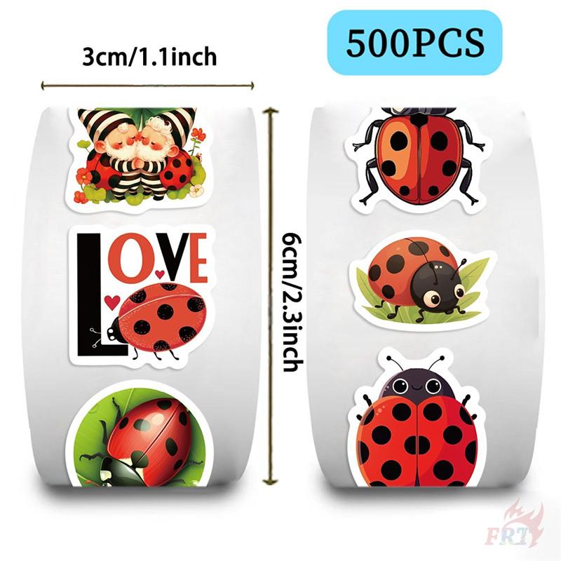500Pcs/Roll Q Ladybugs Kids Rewards Stickers - DIY Scrapbooks Album Decor Sealing Label Decals