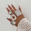 Übertriebener Unregelmäßiger Metall aufgeschlagener Ring Damen, Geometrischer Ring Imitation Perlenring