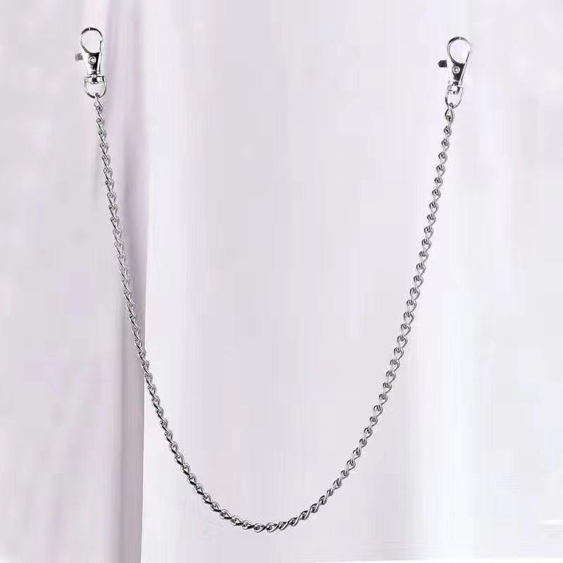 

Черный женский универсальный ремень со стильной двойной пряжкой и металлической цепочкой для украшения Chain Only