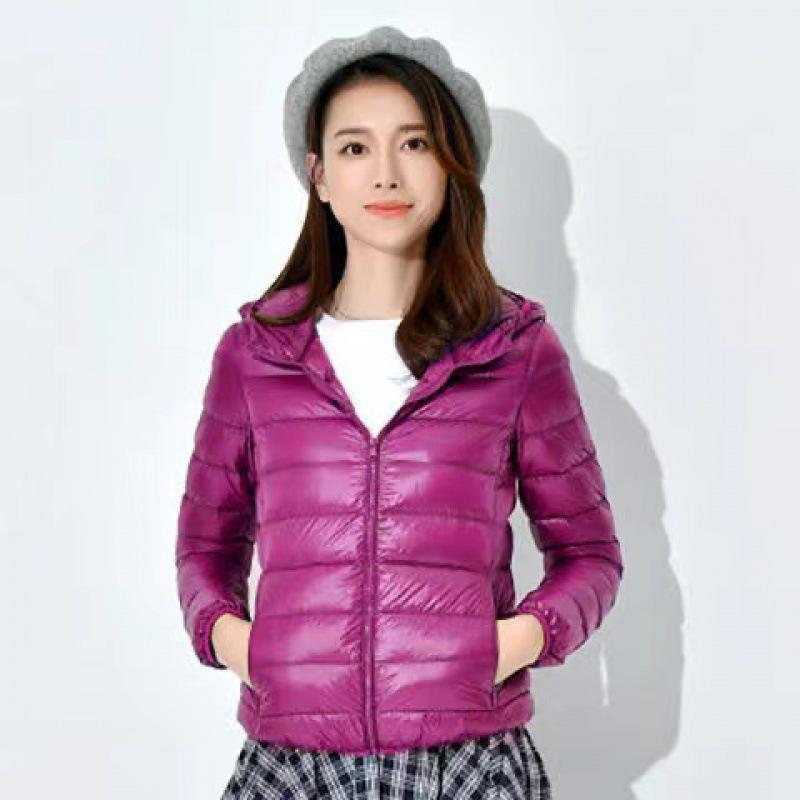 Hooded Cotton Coat For Women Lightweight Slim Fit Quilted Jacket Female Casual Outerwear With Stand Collar