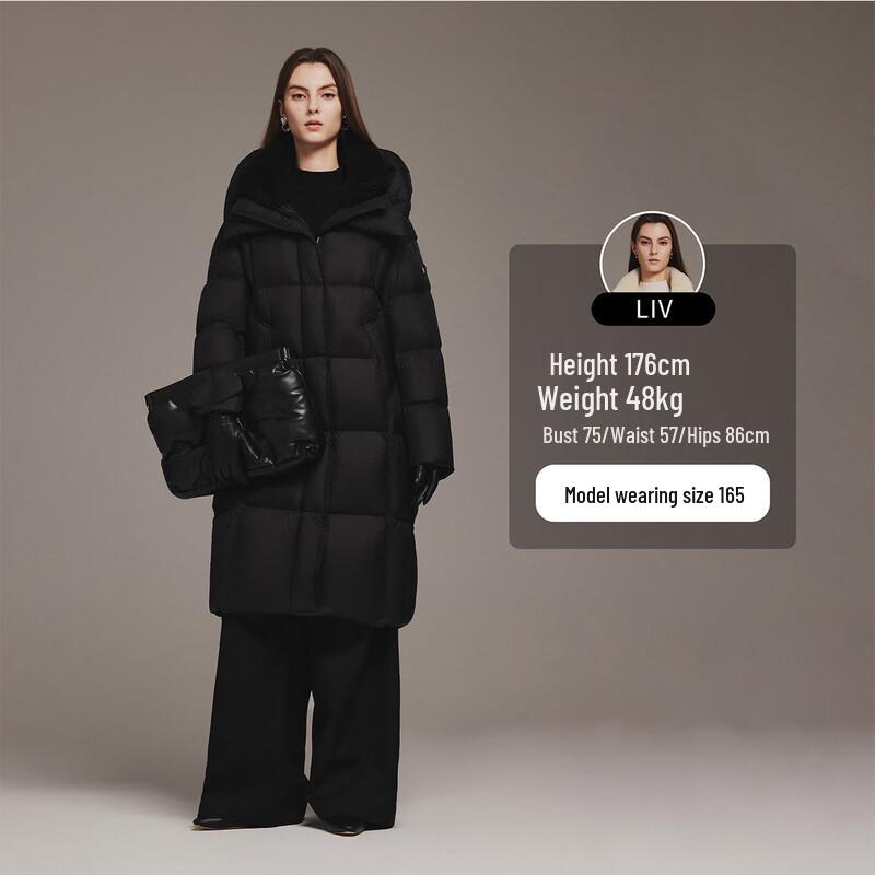 Tanboer Women's Long Down Jacket with Lamb Wool Collar TB5520850Z