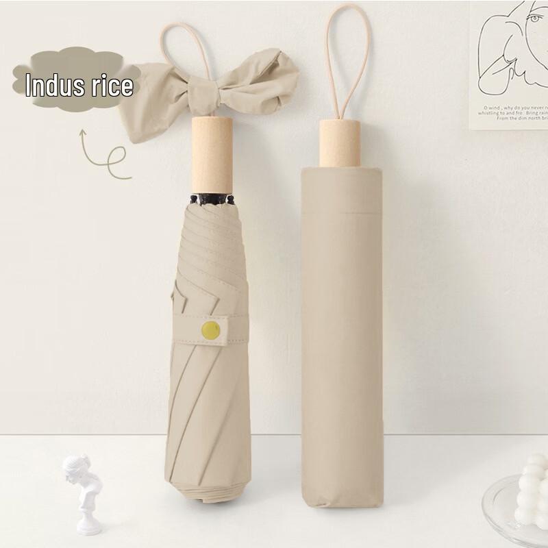 Tian Ai 8-Rib UV Folding Umbrella with Wooden Handle