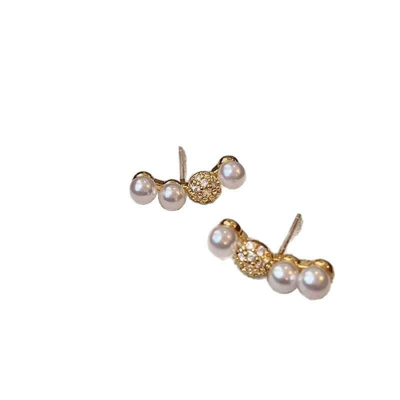 Luxury-luxurious Single-line Arc-shaped Stud Earrings for Women, Round Ball-shaped Elegant Earrings, High-end Jewelry