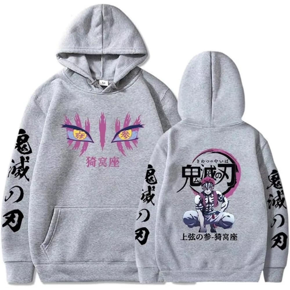 2026 Anime Demon Slayer Akaza Printed Hoodie Sweatshirt Graphic Fashion Print Long Sleeve Unisex Casual Print sweatshirt Oversized