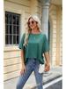 2024 Women's Spring/Summer Loose Solid Color Round Neck Short Sleeve T-Shirt