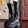 Fashion Block Heel Single Boots Autumn New Round Toe Rear Zipper Platform Anti-Slip Wear-Resistant Tall Boots